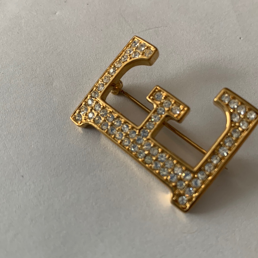 Initial “E” Dazzling Brooch